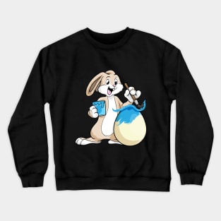 Bunny with Brush Paint pot Paint and Egg Crewneck Sweatshirt